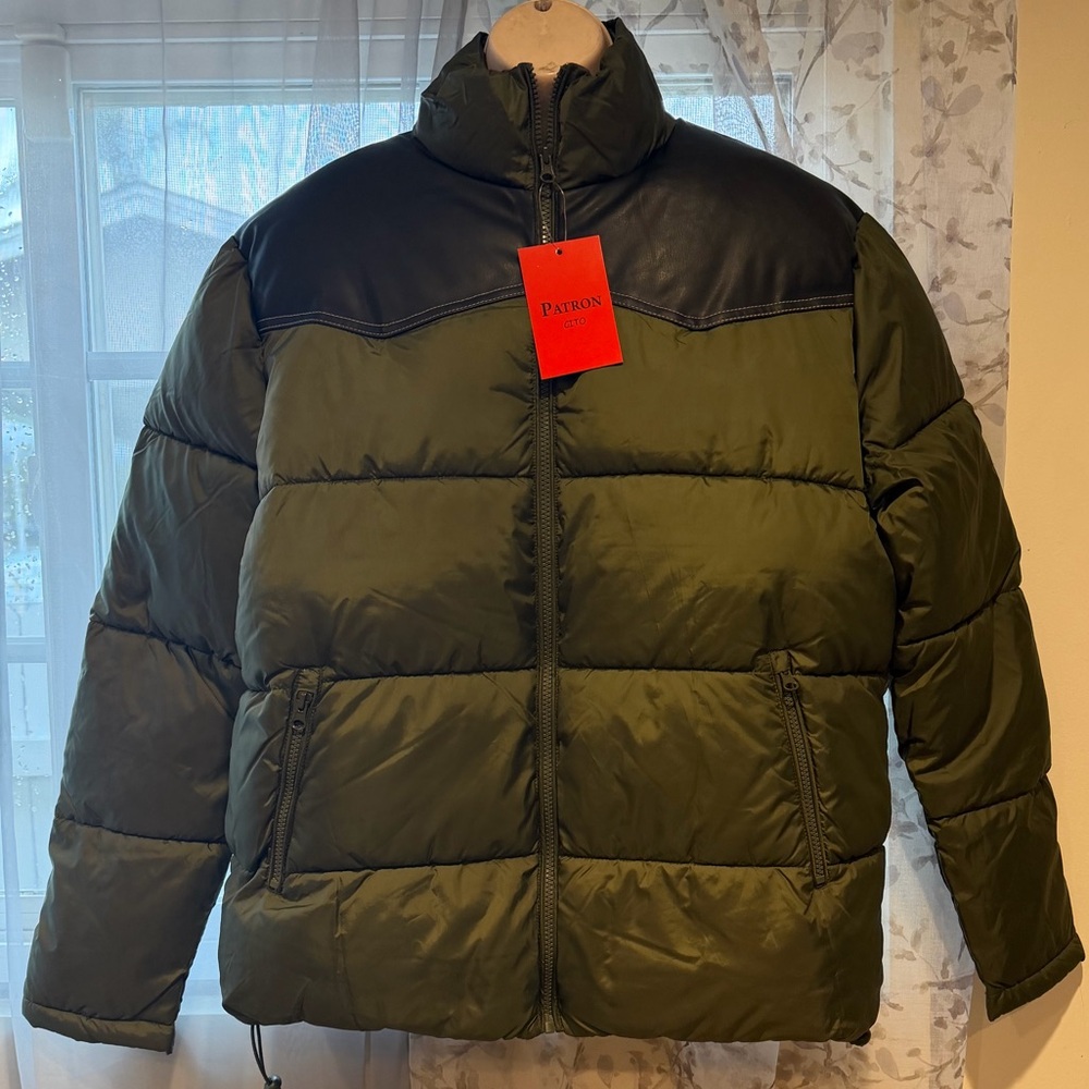 Patroncito Men's Olive and Black Puffer Jacket size M